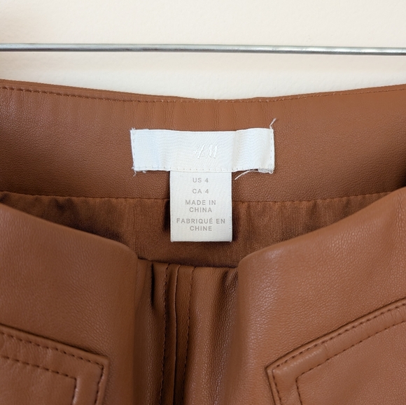 H&M Brown Leather Skirt Size 4 - Picture 3 of 3